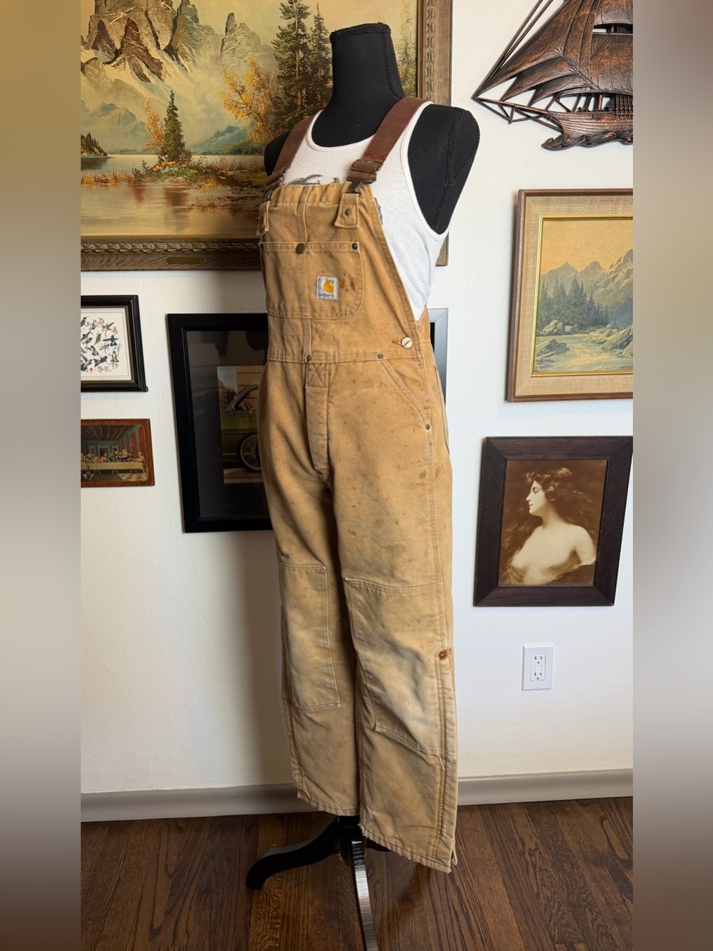 Vintage Carhartt Double-Knee Bib Duck Overalls Women's Size XS - Picture 7 of 17